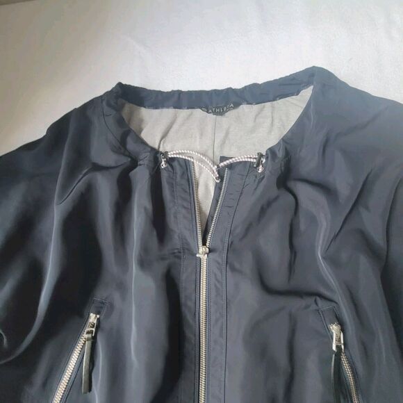 Athleta Womens Navy Blue Zip Front Drawstring Chill Bomber Jacket Size M - Picture 7 of 13